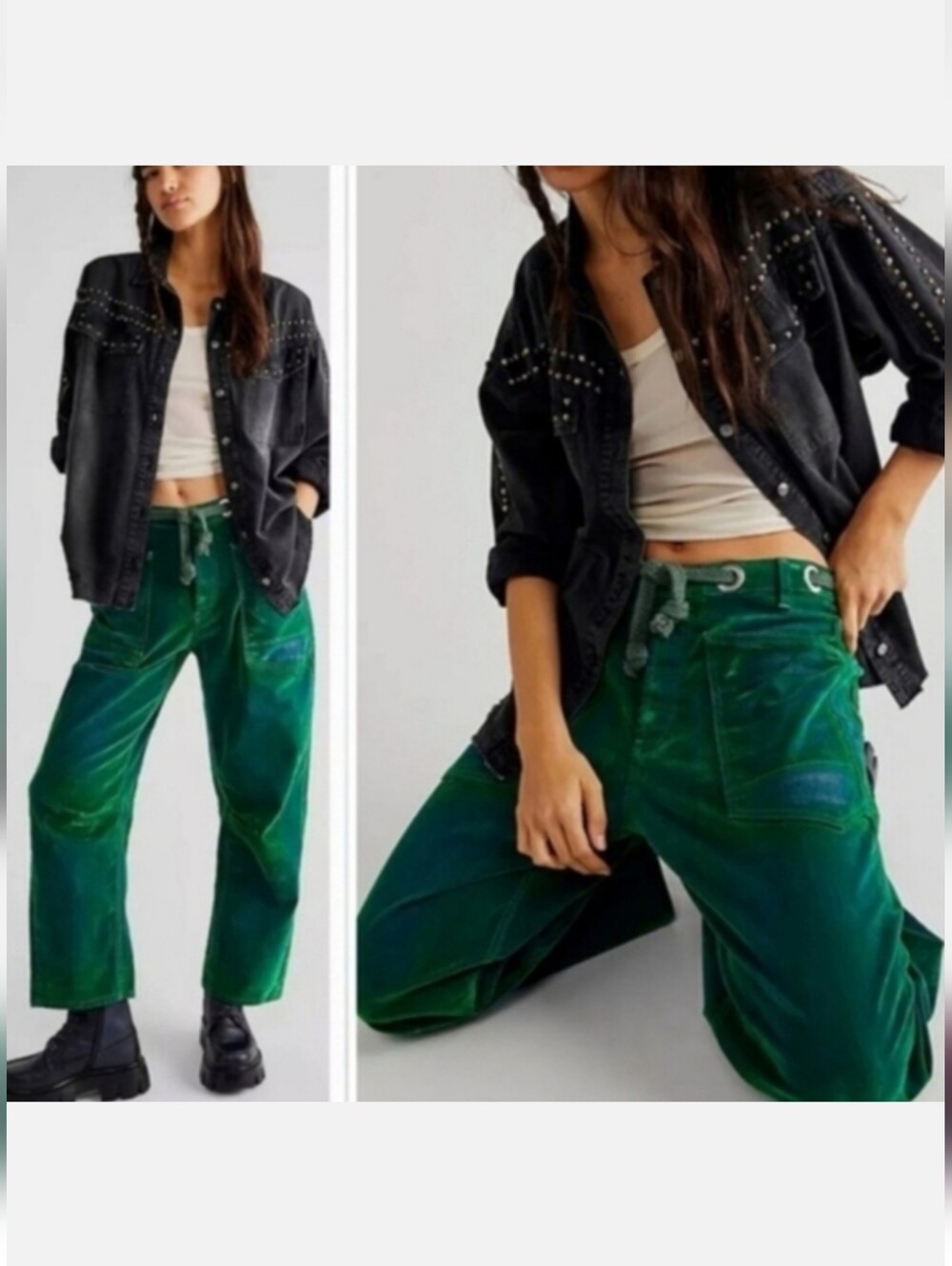 Free People We The Free Moxie Flocked Barrel Low Slung Jeans 26